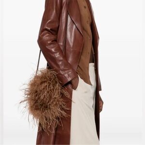 Yves Salomon Brown Feather Pom-Pom Accessory